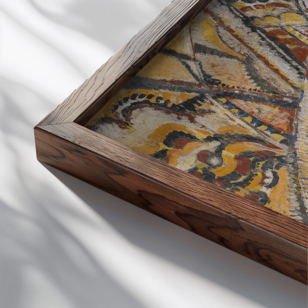 Composition Futuriste 1914 Jules Schmalzigaug close up dark wood mockup