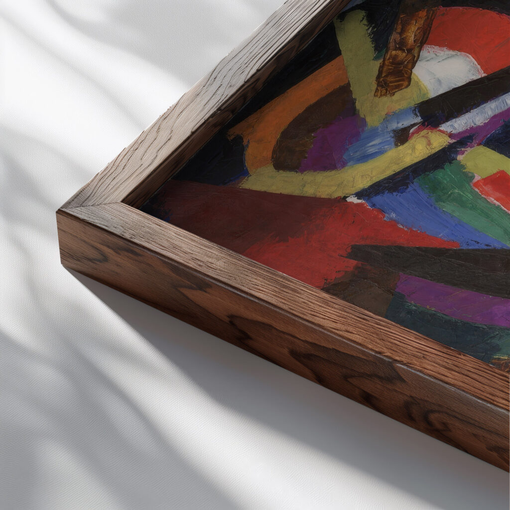 Composition III 1916 Patrick Henry Bruce close up dark wood mockup