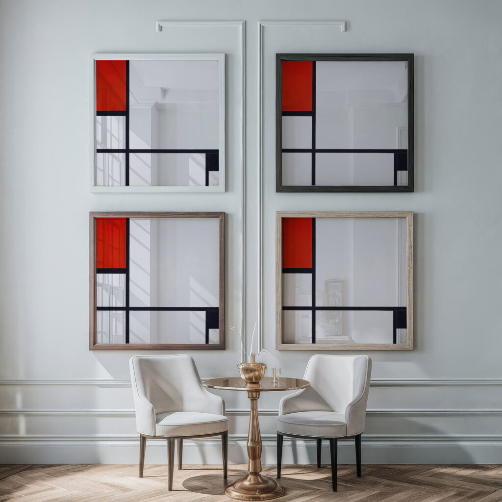 Composition No. I with Red and Black 1929 Piet Mondrian framed posters mockup