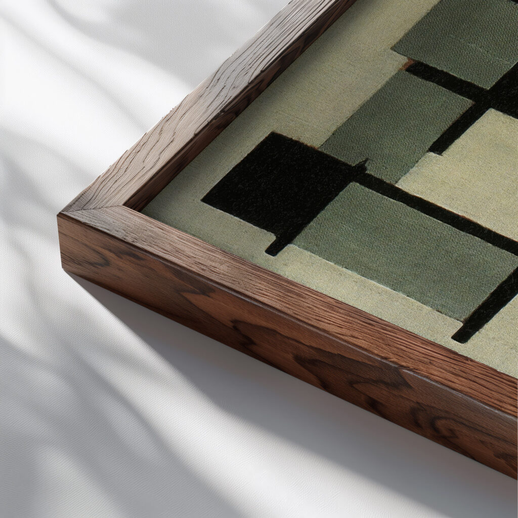 Composition XIII 1918 Theo van Doesburg close up dark wood mockup