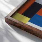 Composition XX 1920 Theo van Doesburg close up dark wood mockup