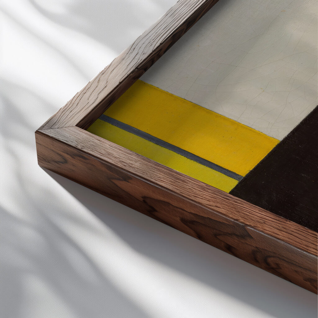 Composition XXI 1923 Theo van Doesburg close up dark wood mockup