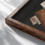 Composition au papier journal 1918 Georges Valmier close up dark wood mockup