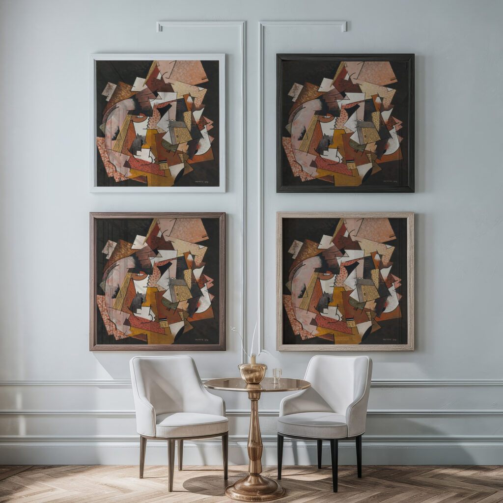 Composition au papier journal 1918 Georges Valmier framed posters mockup