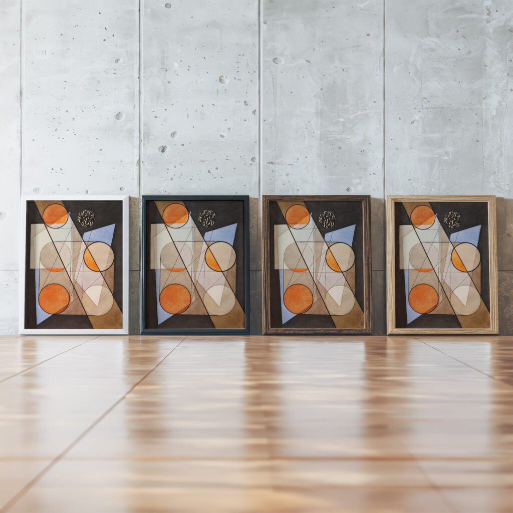 Composition aux cercles symetriques 1932 Laszlo Moholy Nagy framed posters mockup