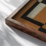 Composition between 1917 and 1918 Theo van Doesburg close up dark wood mockup