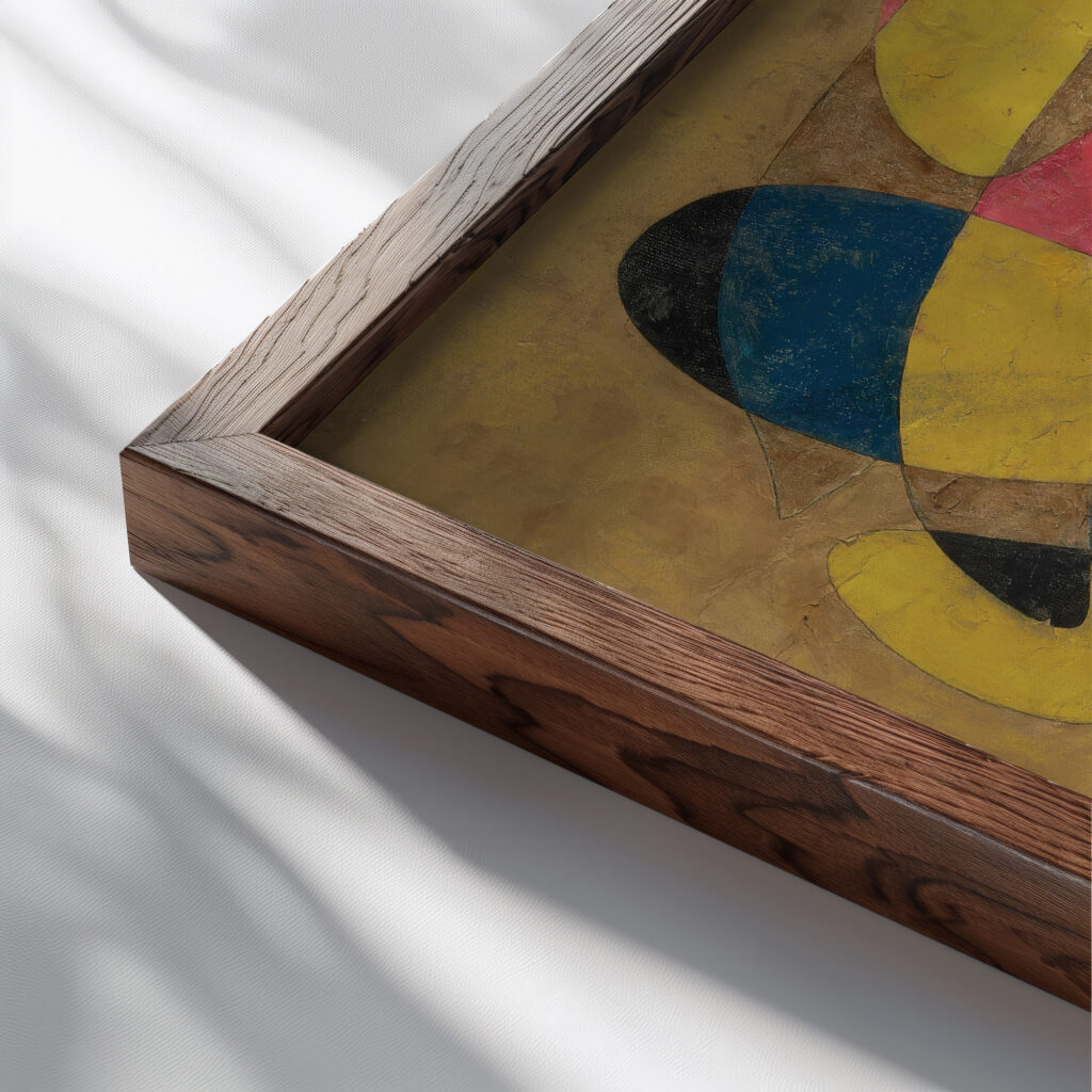 Composition circa 1939 Francis Picabia close up dark wood mockup