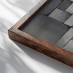 Composition in Gray Rag time. 1919 Theo van Doesburg close up dark wood mockup