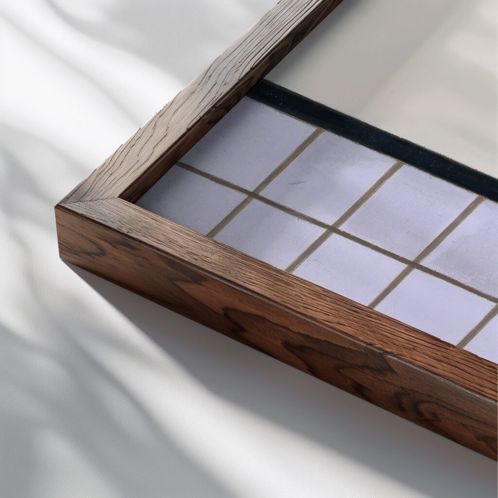 Composition in Half Tones 1928 Theo van Doesburg close up dark wood mockup