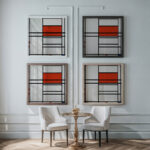 Composition of Red and White Nom 1Composition No. 4 with red and blue 1938–42 Piet Mondrian framed posters mockup