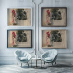 Composition study for ‘Seven Deadly Sins in The Quest of the Holy Grail mural series at Boston Public Library Edwin Austin Abbey framed posters mockup