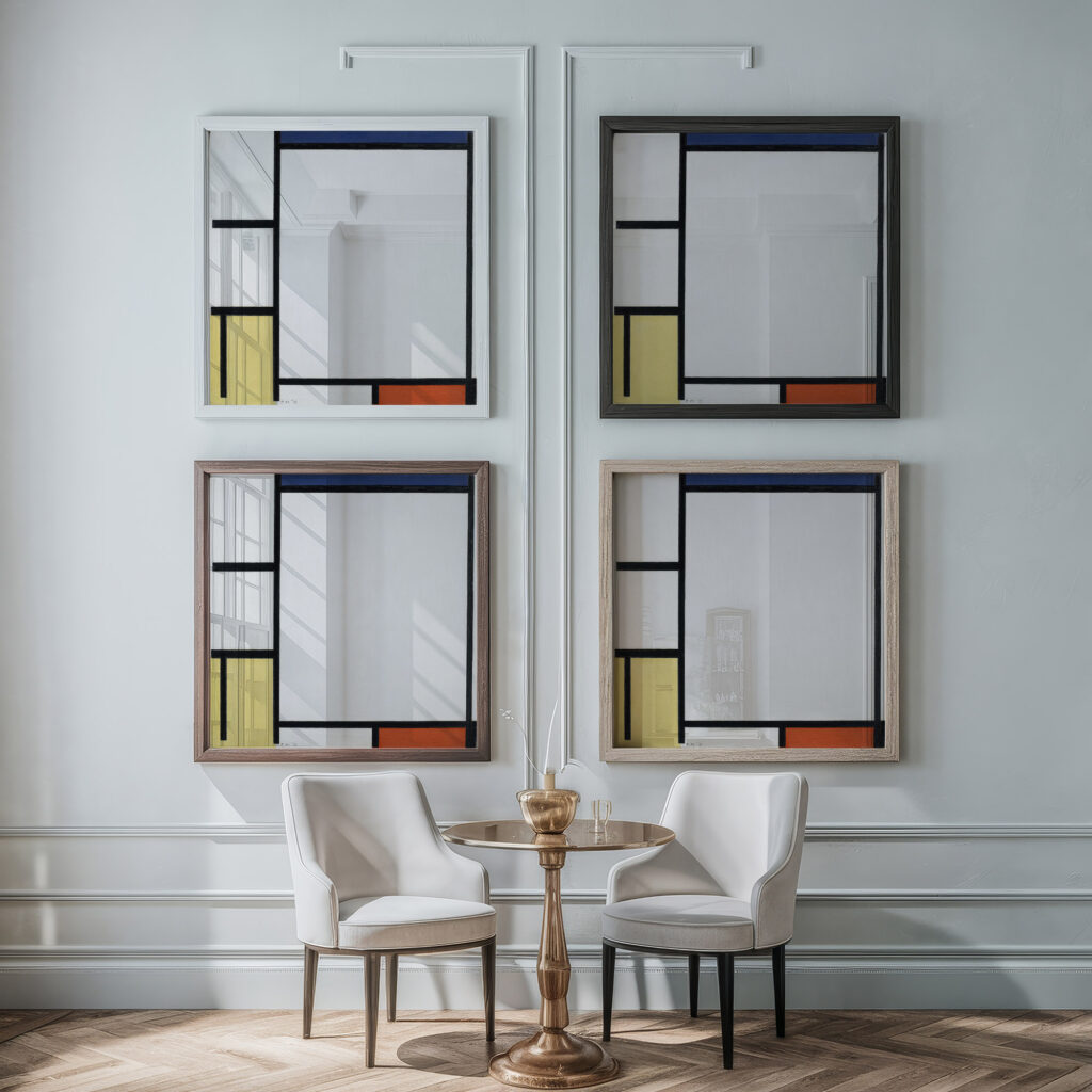 Composition with Blue Red Yellow and Black 1922 Piet Mondrian framed posters mockup