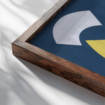 Composition with Circle and Circle Segments 1935 Sophie Taeuber Arp close up dark wood mockup