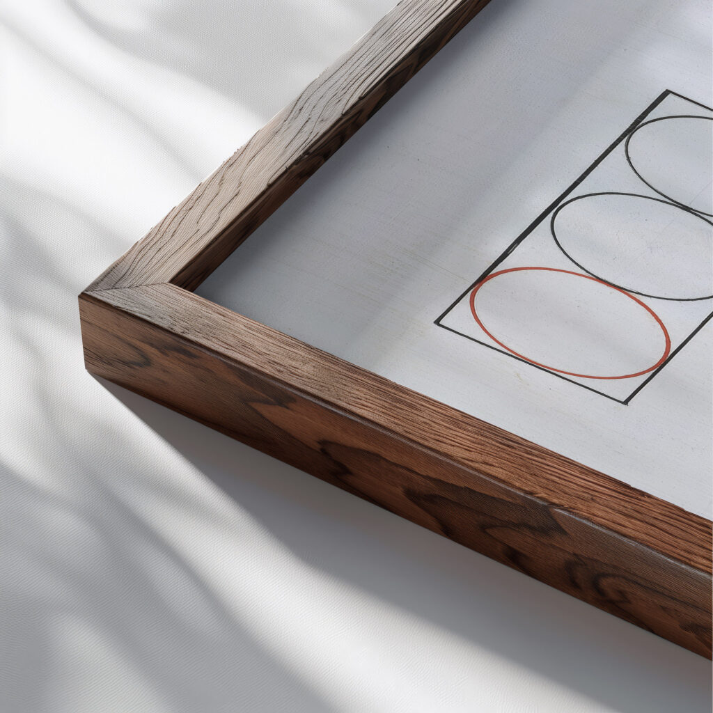 Composition with Rectangles and Circles 1930 Sophie Taeuber Arp close up dark wood mockup