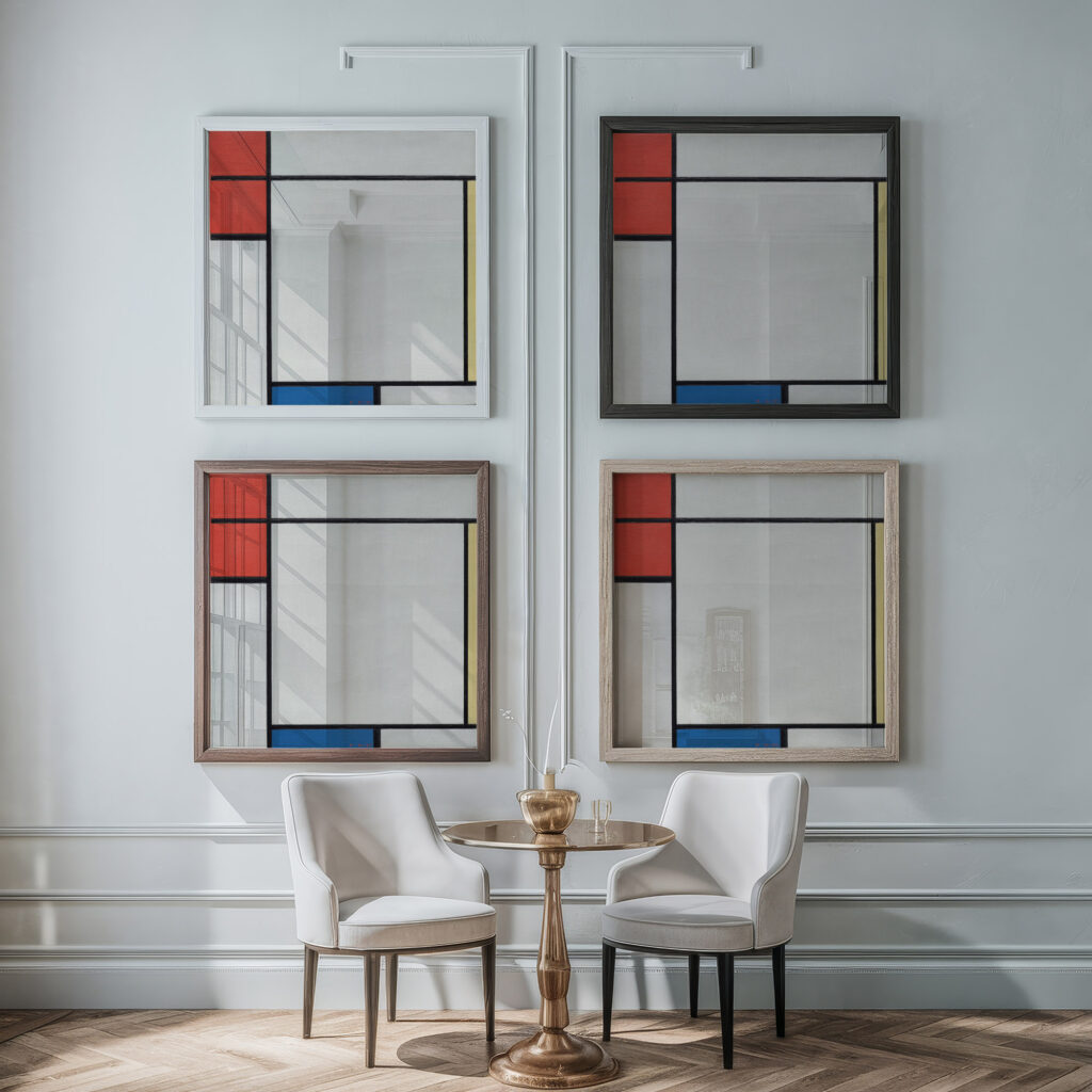 Composition with Red Yellow and Blue 1927 Piet Mondrian framed posters mockup