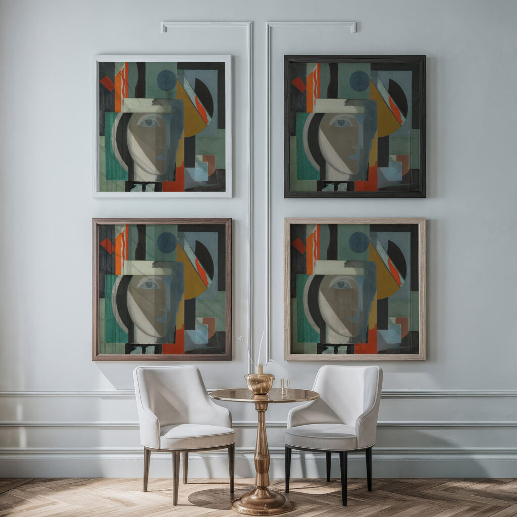 Composition with a Head Ca. 1925 Ragnhild Kaarbo framed posters mockup