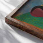 Composition with figures 1944 Hendrik Nicolaas Werkman close up dark wood mockup