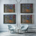 Composition with figures running around 1922 Stanislaw Ignacy Witkiewicz framed posters mockup