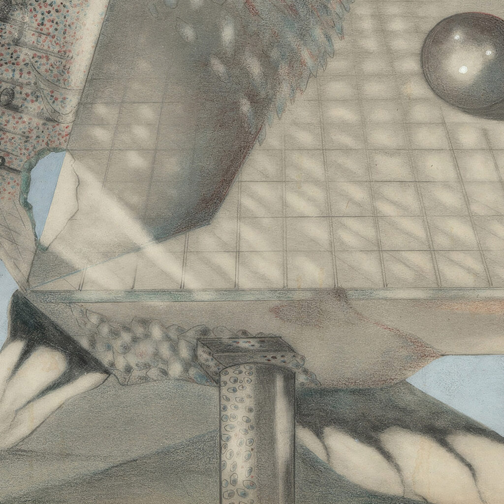 Composition with spheres squares pillars etc. 1937–43 Paul Gaulois 8 mockup