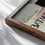 Composition with the Mona Lisa 1914 Kazimir Malevich close up dark wood mockup