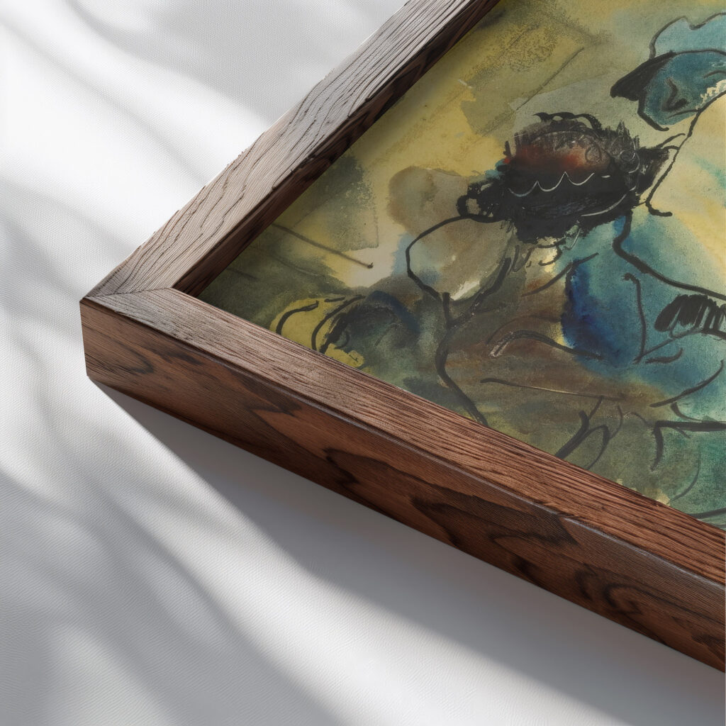 Concert du soir circa 1937 Alexandre Jacovleff close up dark wood mockup