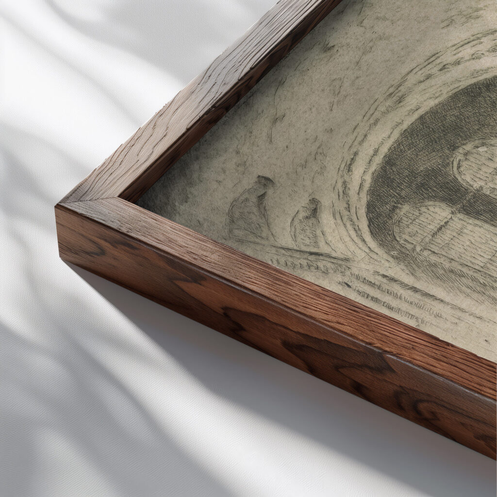 Concourse Grand Central 1919 Joseph Pennell close up dark wood mockup