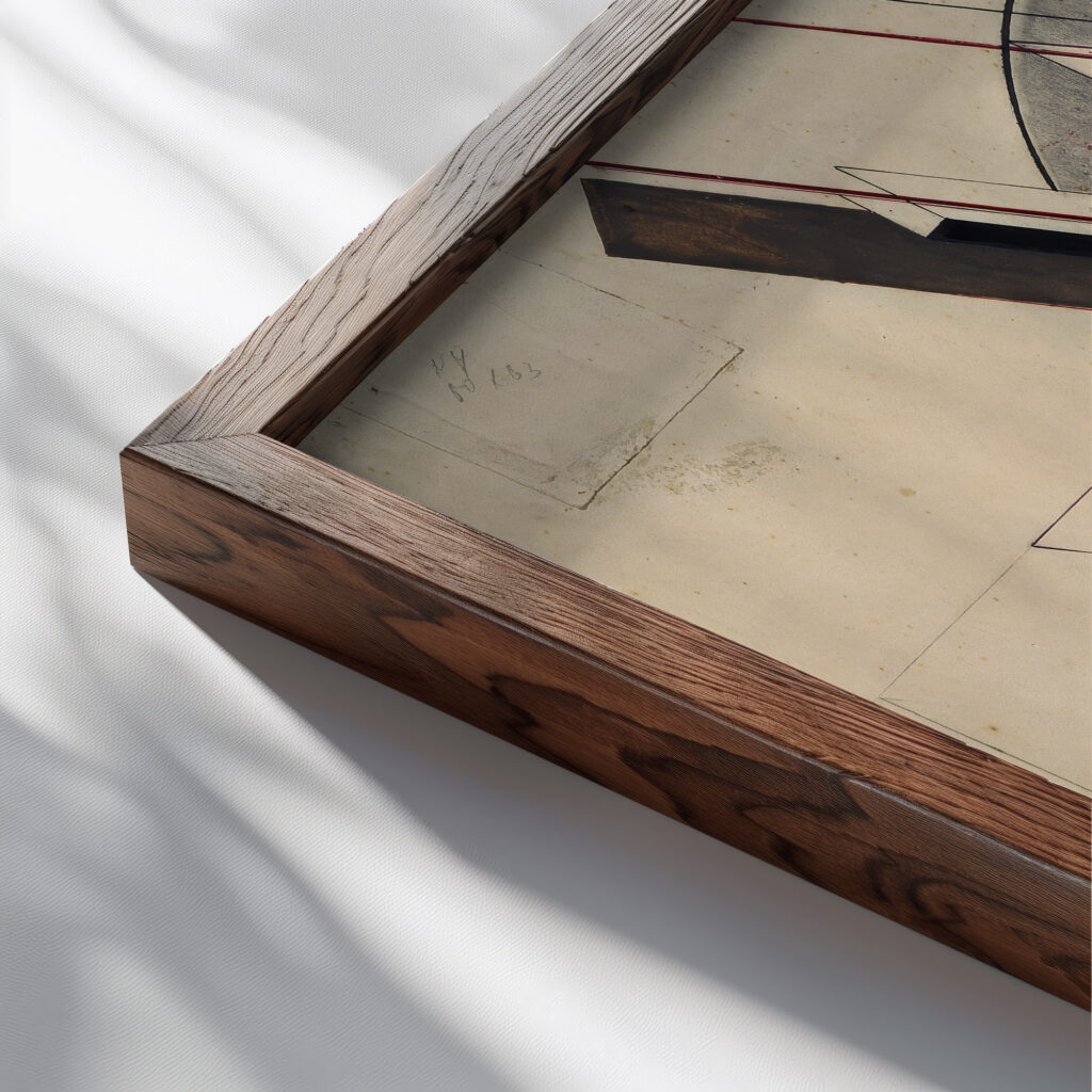 Construction 1921 Gustav Klutsis close up dark wood mockup