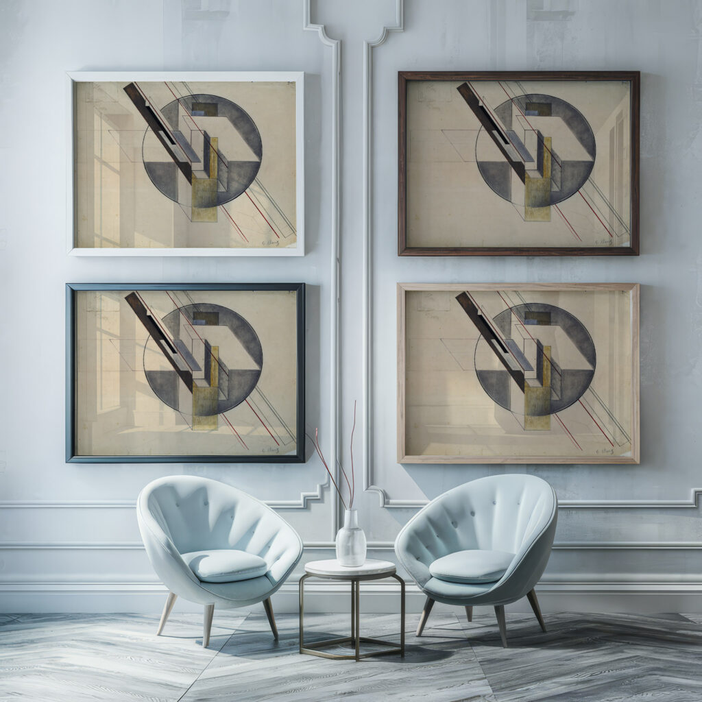 Construction 1921 Gustav Klutsis framed posters mockup