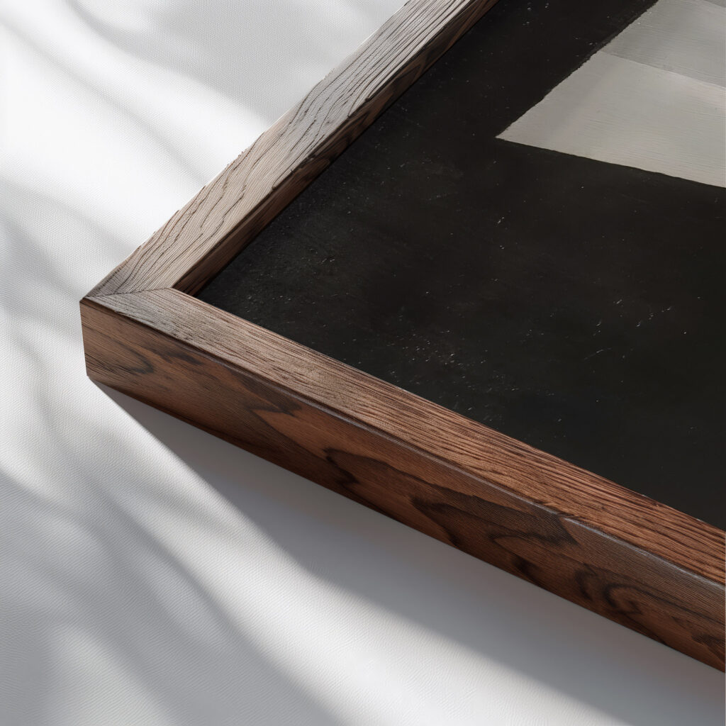 Construction 1922 Laszlo Moholy Nagy close up dark wood mockup