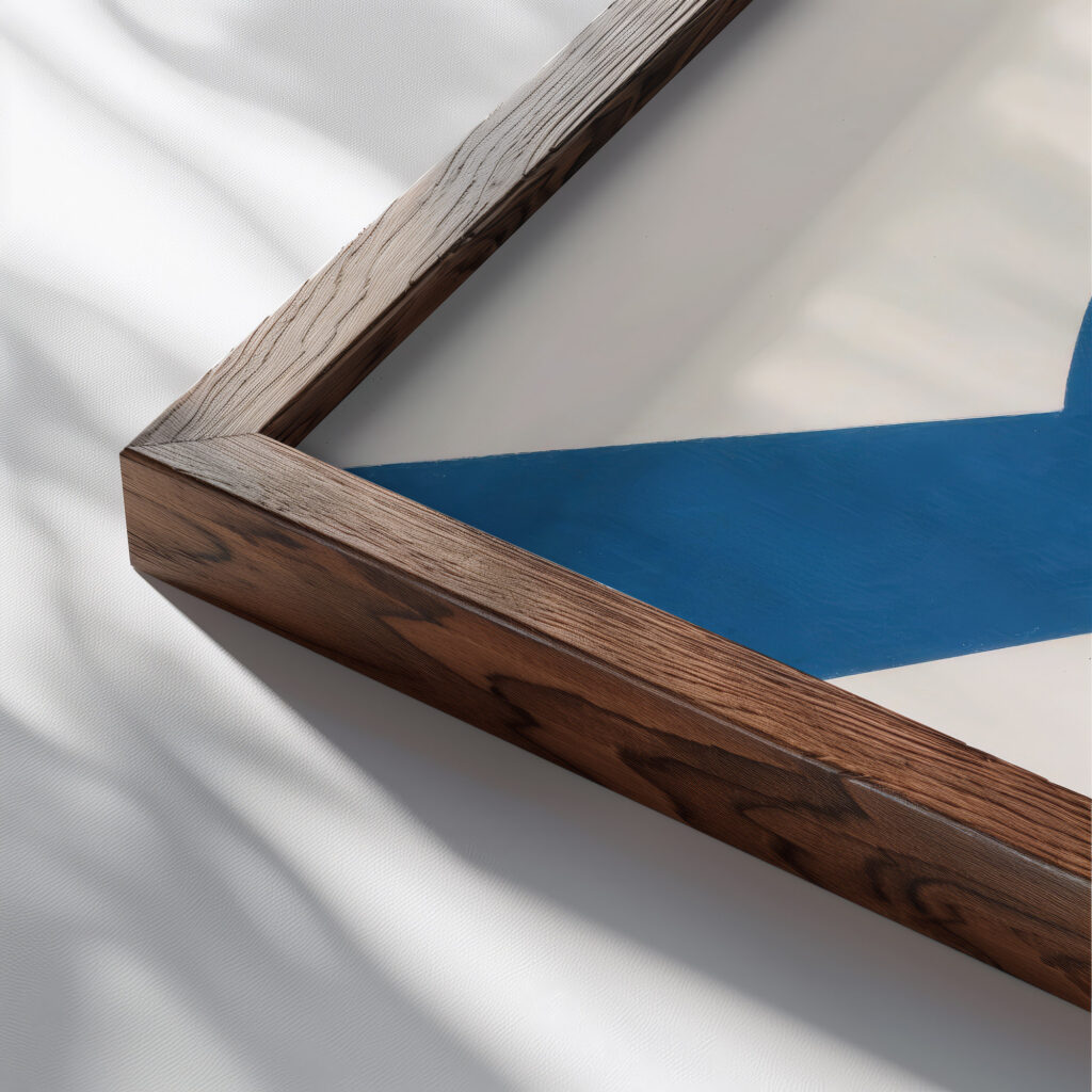 Construction Dynamique Penetration De Spirales Et Diagonales 1942 Sophie Taeuber Arp close up dark wood mockup