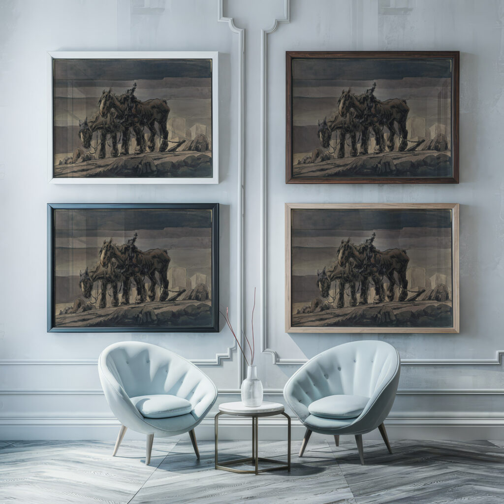 Construction Slaves 1922 Alfred Ost framed posters mockup