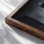 Construction in Blue 1925 Paul Gaulois close up dark wood mockup