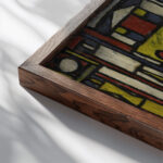 Constructivo a cinco tonos 1943 Joaquin Torres Garcia close up dark wood mockup