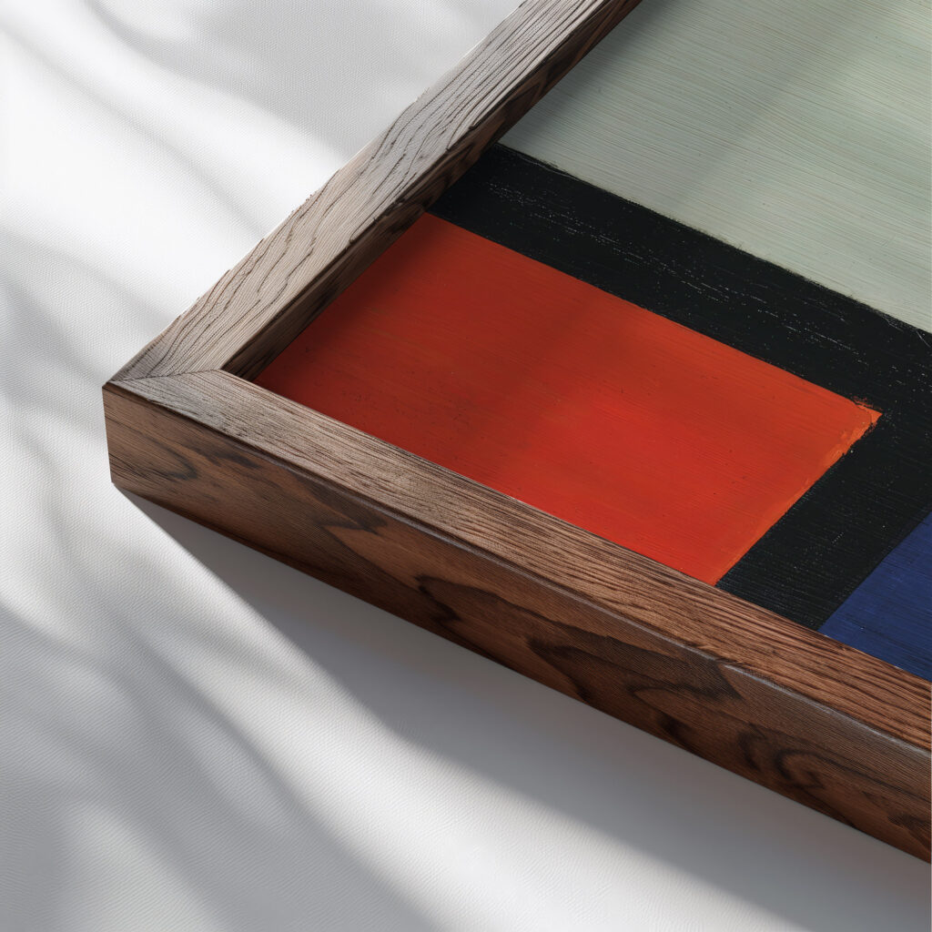 Contra Composition 1927 28 Theo van Doesburg close up dark wood mockup