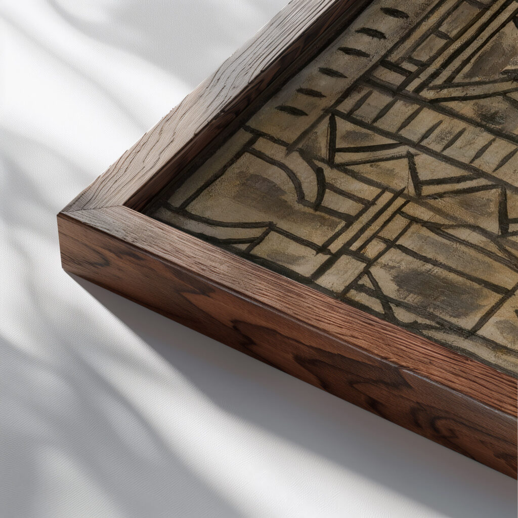 Contraste 1931 Joaquin Torres Garcia close up dark wood mockup