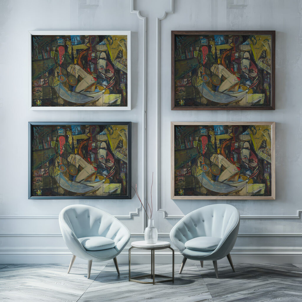 Conversation 1945 Unknown framed posters mockup