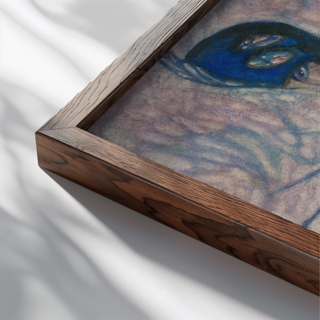 Costumed Figure ca. 1920–21 Pavel Tchelitchew close up dark wood mockup