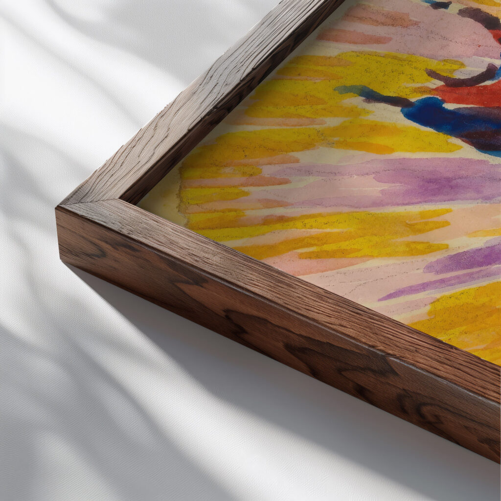 Coucher De Soleil Leventail Paul Signac close up dark wood mockup