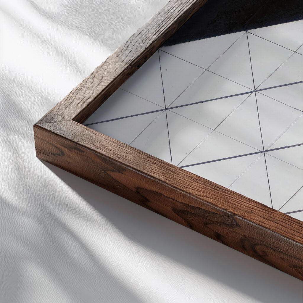 Counter composition VI. 1925 Theo van Doesburg close up dark wood mockup