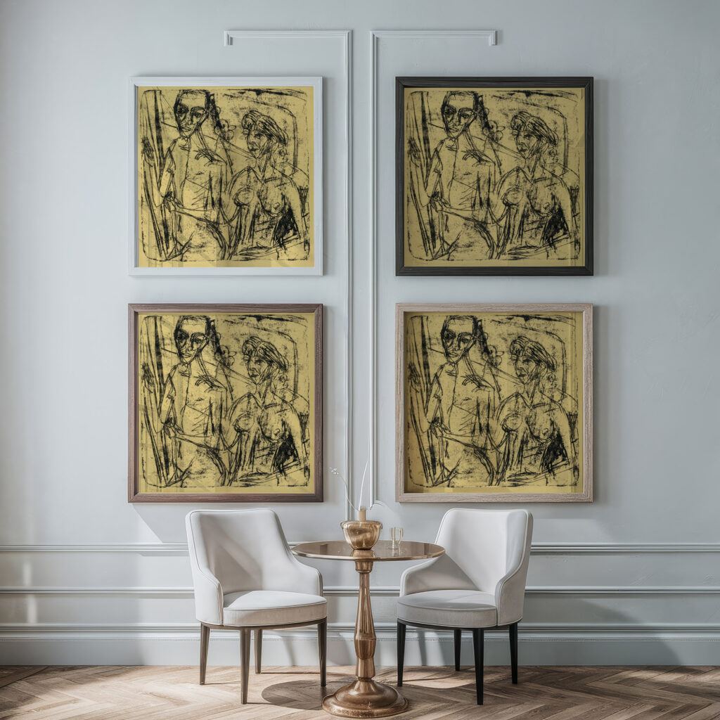 Couple in Room Nude Man with Woman 1915–16 Ernst Ludwig Kirchner framed posters mockup