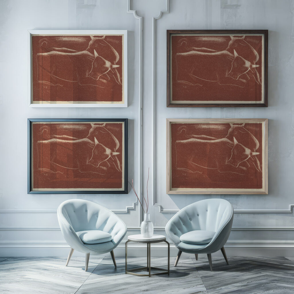 Cows 1936 Mikulas Galanda framed posters mockup