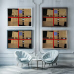 Croce rossa e palle bianche 1921 Laszlo Moholy Nagy framed posters mockup