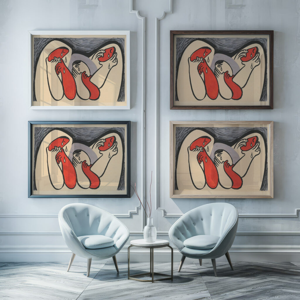 Crying women 1938 Mikulas Galanda framed posters mockup