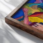 Cubist village 1910 Georges Gaudion close up dark wood mockup