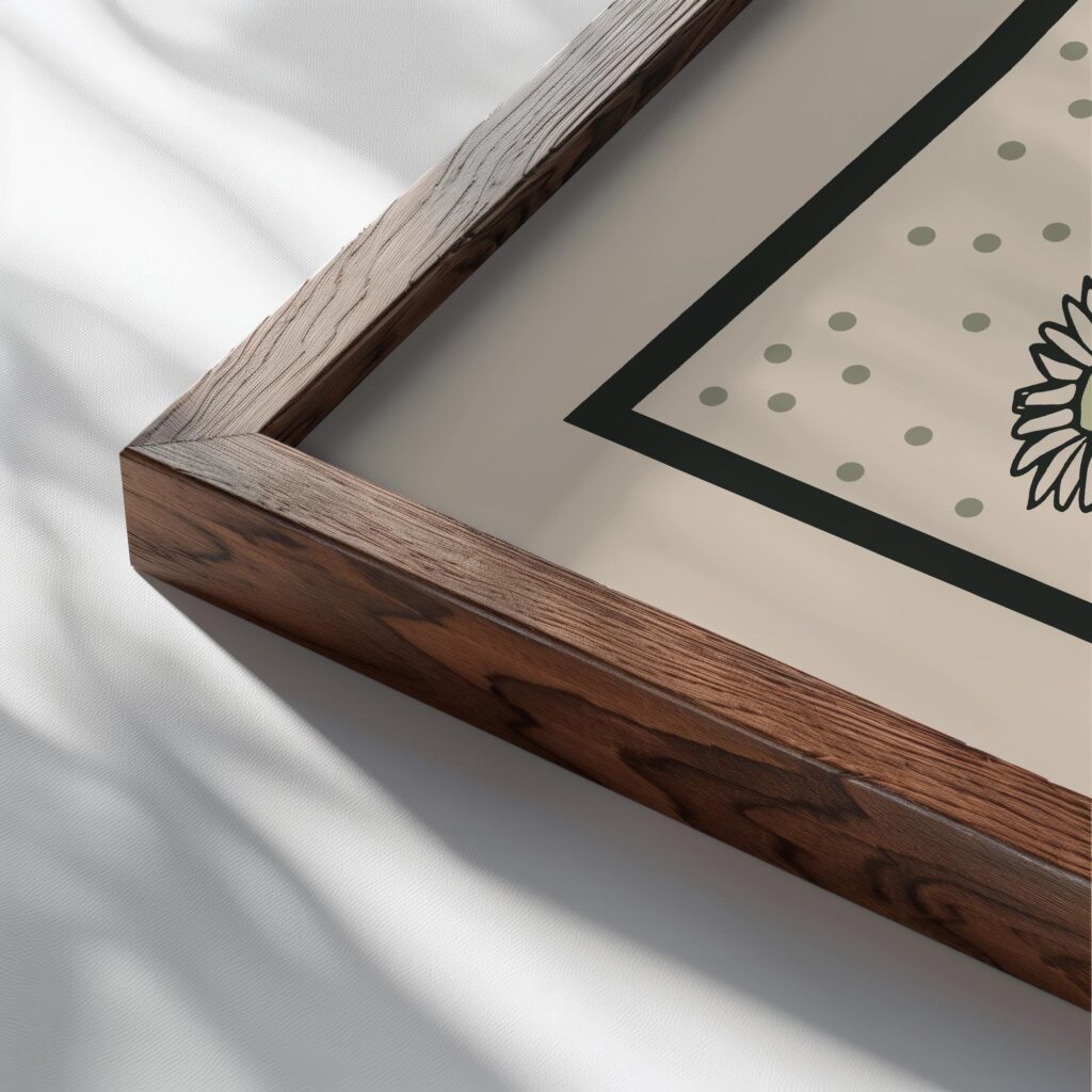 Daisies close up dark wood mockup