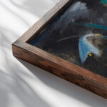 Damenbildnis mit Lilie 1914 Hermann Stenner close up dark wood mockup