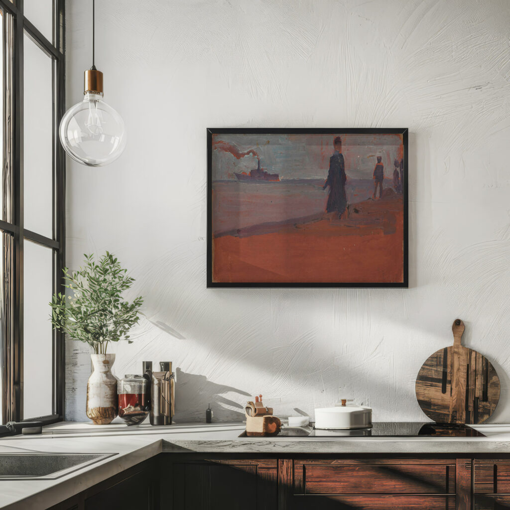 Dampfer vom Strand aus gesehen 1907 Egon Schiele 6 mockup