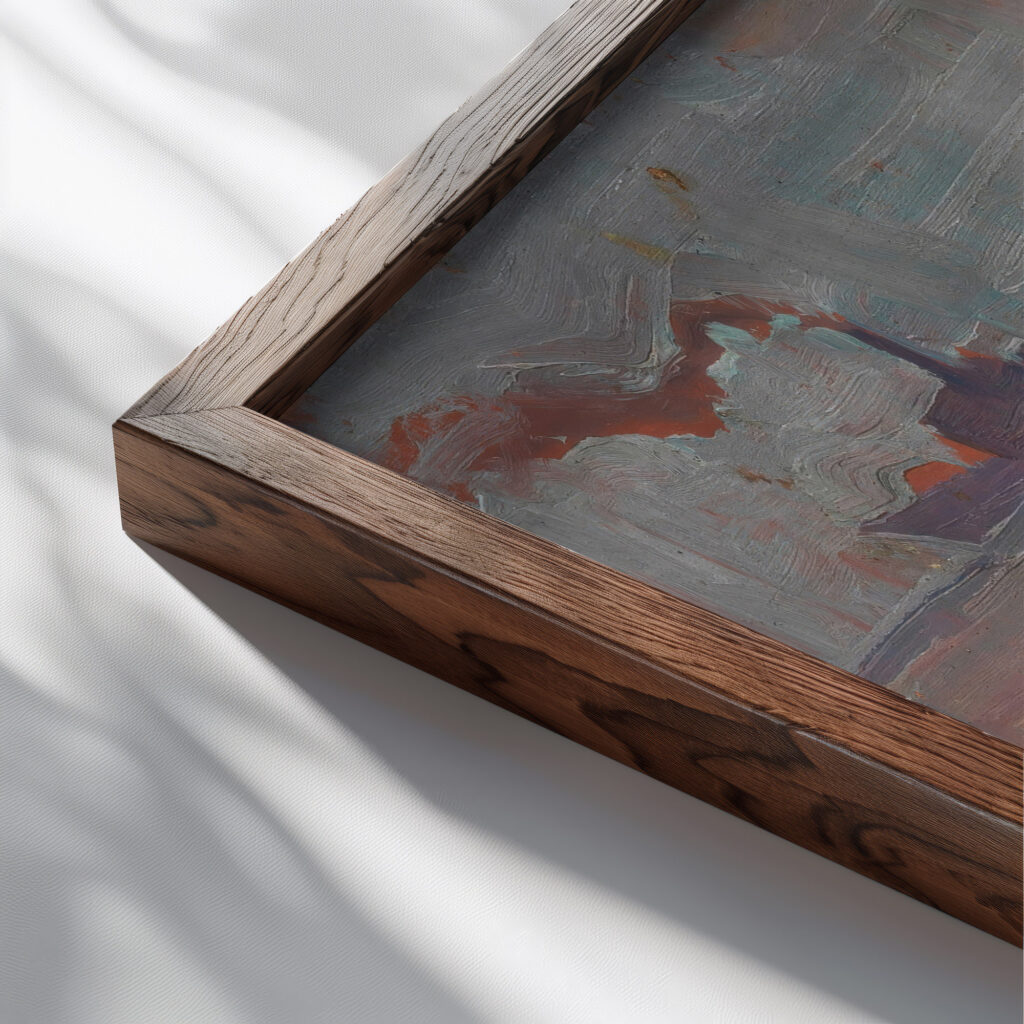 Dampfer vom Strand aus gesehen 1907 Egon Schiele close up dark wood mockup