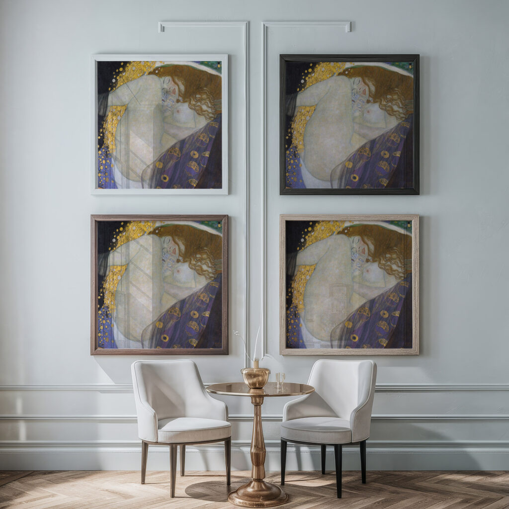 Danae 1907 Gustav Klimt framed posters mockup