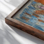 Dancing woman at the cabaret ca 1913 Ernst Ludwig Kirchner close up dark wood mockup